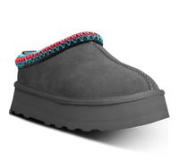 metricfalcon Plateau-Mini-Stiefel für Damen, Hausschuhe, Slipper aus Pelz/Fleecefutter/Wildleder, kurze Stiefeletten, GRAU, 39 EU