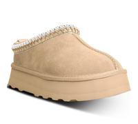 metricfalcon Plateau-Mini-Stiefel für Damen, Hausschuhe, Slipper aus Pelz/Fleecefutter/Wildleder, kurze Stiefeletten, Beige, 35.5 EU