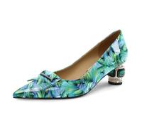 Mettesally Damen Pumps Damen Grün Mehrfarbig Lackleder Spitze High Heels Elegant und Bequem 5 cm Blockabsatz Kristall Bequeme Arbeitspumps für Büro Alltag Party Absatzschuhe Chunky 37EU