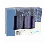 Mettler DENIM DOC 4er Kit Nähgarn Set: Reißfestes Garn zum Nähen oder Sticken - 70% Polyester 30% Baumwolle - 100m / Rolle