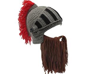Metyou Perücke, Bartmütze, handgefertigt, gestrickt, warm, Wintermütze, Skimütze, für Damen und Herren Gr. Einheitsgröße, QS-RED