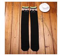 MEVZHH Spitze Katze Gedruckt Niedliche Spitze Girls Knie Socken Cosplay Schöne Baumwolle High School Womens Socken Kawaii Kompression Lange Socken/Schwarz/Eine Größe