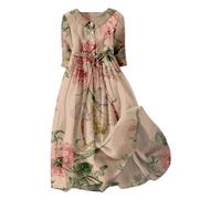Mexikanisches Kleid Sale Sommerkleid Damen Freizeit Lockere Strandkleid Damen Sommer Casual Mode Floral Gedruckt Sommerkleid Damen Lang Maxikleid Damen Sommer Abendkleider Sale Angebote Cut Out