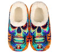 Mexpekil Damen Herren Hausschuhe Day Of The Dead Sugar Skull Hausschuhe Weiche Warme Flauschige Haus Slipper Stiefel Rutschfeste Winter Fußwärmer Geschenke für Mama Papa Damen Mädchen Jungen Größe 37