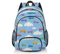 Mexpekil Funny Cars Clouds Schulrucksack, große Schultasche für Mädchen, Jungen, Kinder, wasserdichter Laptop-Rucksack für Damen und Herren, leicht, Wandern, Reiserucksack, 43,2 cm (17 Zoll)