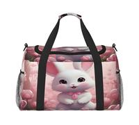 Mexpekil Reisetasche mit niedlichem Kaninchen, Hase, rosa Tulpen, Handgepäcktasche für Damen und Herren, Sport, Fitnessstudio, Duffel, leicht, Wochenendtasche, Übernachtungstasche mit Schultergurt