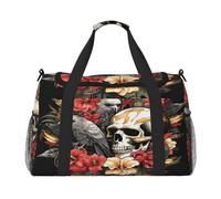 Mexpekil Reisetasche mit Totenköpfen, exotische tropische Blumen, Handgepäcktasche für Damen und Herren, Sport, Fitnessstudio, leichte Wochenendtasche mit Schultergurt, multi, Einheitsgröße