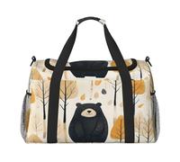Mexpekil Reisetasche, Motiv: Herbst, Wald, Baum, Bär, Handgepäcktasche für Damen und Herren, Sport, Fitnessstudio, Duffel, leicht, Wochenendtasche, Übernachtungstasche mit Schultergurt, multi