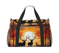 Mexpekil Reisetasche, Motiv: Herbst, Wald, Rentiere, Vögel, Handgepäcktasche für Damen und Herren, Sport, Fitnessstudio, leichte Wochenendtasche mit Schultergurt, multi, Einheitsgröße, Reisetasche