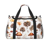 Mexpekil Reisetasche, Motiv: Herbstwald, Pilz, Tannenzapfen, Handgepäcktasche für Damen und Herren, Sporttasche, leicht, Wochenendtasche, Übernachtungstasche, mit Schultergurt, multi, Einheitsgröße