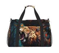 Mexpekil Reisetasche, Motiv: Wald, Aniaml, Löwe, Kunst, Malerei, Handgepäcktasche für Damen und Herren, Sport, Fitnessstudio, leichte Wochenendtasche mit Schultergurt, multi, Einheitsgröße