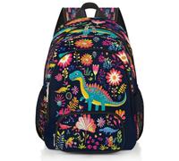 Mexpekil Schulrucksack mit Blumen, wilder Dinosaurier, große Schultasche für Mädchen, Jungen, Kinder, wasserdichter Laptop-Rucksack für Damen und Herren, leicht, Wandern, Reiserucksack, 43,2 cm (17