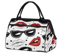 Mexpekil Sporttasche mit roten Lippen, Sonnenbrille, groß, wasserdicht, für Damen, Herren, Camping, Tanzen, Yoga, Fußball, Schwimmen