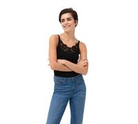 Mey Damen Spaghetti-Top Organic mit Spitze Bio-Baumwolle Schwarz S