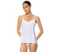 Mey Damen Spaghetti Top Viskose Serie Grace | Camisole mit verstellbaren Trägern, Spitzenverzierung am Dekolleté, Atmungsaktiv, V-Ausschnitt, Gr. XS-XXL