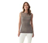 Mey Damen Top Schurwolle Serie Wool Love | Top mit schmaler Passform, Rundhalsausschnitt, Florale Spitzenverzierung, Breite Träger, Gr. 34/36-46/48
