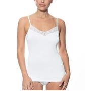 Spaghettitop MEY "EMOTION ELEGANCE", Damen, Gr. 46, weiß, Feinripp, Obermaterial: 50% Viskose, 46% Polyamid, 4% Elasthan, casual, Basic, V-Ausschnitt, ohne Ärmel, Tops, mit gestickter Spitze (17097041