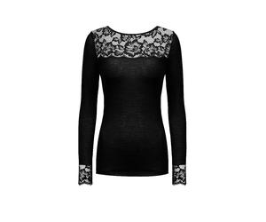 MEY Langarmshirt - Loungeshirt WOOL LOVE schwarz schwarz | XXL/XXXL