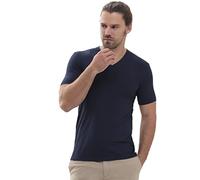Mey T-Shirt Herren V-Ausschnitt Mikrofaser blau, XXL