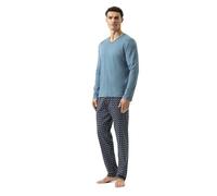Mey Nachtwäsche Serie Classic Flower Herren Schlafanzüge lang Boarder Blue (M)