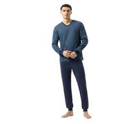 Mey Nachtwäsche Serie Wintery Herren Schlafanzüge lang Yacht Blue (XL)