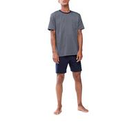 Mey Herren Schlafanzug Struktur Yacht Blue kurz