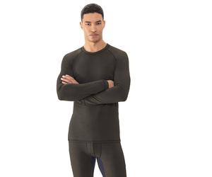 Mey Slim Fit Longsleeve Olive Beech, Einfarbig