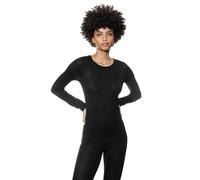 Langarmshirt MEY "Wool Love", Damen, Gr. L/XL, schwarz, Feinstrick, Obermaterial: 70% Schurwolle, 30% Seide, unifarben, figurbetont hüftbedeckend, Rundhals, gerader Abschluss, Shirts, schmale Passform