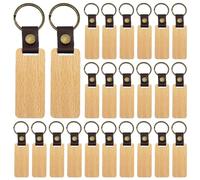 MEYAGOT 30 Stück Schlüsselanhänger Holz, Schlüsselanhänger Holz Rohling, Wooden Keychain Schlüsselring, Holz Schlüsselanhänger Rohlinge Für Lasergravur,Diy Verschiedene Schlüsselanhänger