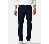 Chinos MEYER "Bonn", Herren, Gr. 27, Normalgrößen, blau (dunkelblau), 63% Baumwolle, 34% Polyester, 3% Elasthan, unifarben, regular fit knöchellang, Hosen, aus Bio-Baumwolle (32141445-27) dunkelblau
