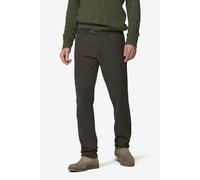 Chinos MEYER "Chicago 2-5628", Herren, Gr. 23, Normalgrößen, braun (oliv), 98% Baumwolle, 2% Elasthan, unifarben, regular fit lang, Hosen, raffiniert eingearbeitete Micro Structure (23564568-23) oliv