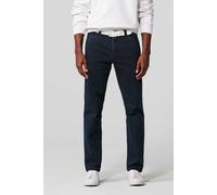Chinos MEYER "Dublin", Herren, Gr. 27, Normalgrößen, blau (blau, schwarz), 94% Baumwolle, 4% Elastomultiester, 2% Elasthan, unifarben, regular fit lang, Hosen, im 5-Pocket-Design (33997061-27) blau, s