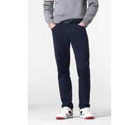 Chinos MEYER "DUBLIN", Herren, Gr. 29, Normalgrößen, blau (dunkelblau), 60% Baumwolle;38% Polyester;2% Elasthan, unifarben, regular fit lang, Hosen, aus warmem Winter-Twill (52339207-29) dunkelblau