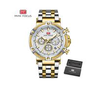 (MF0470G04B) Modische Armbanduhr für Männer, Edelstahl, sportlich, wasserdicht, Chronograph, leuchtende