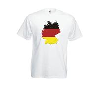 MFAZ Morefaz Ltd T-Shirt Deutsch Flagge Land Karte von Deutschland Herren Und Damen Men/Ladies (White Germany Flag, L)