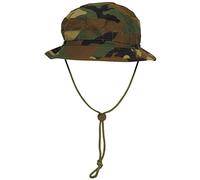 MFH - Max Fuchs Brit. Buschhut m. Kinnband woodland, Größe M/57-58, Synthetik