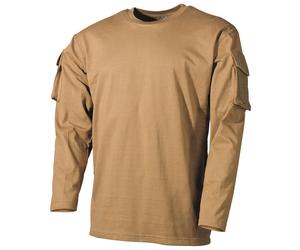 MFH - Longsleeve - T-Shirt mit Ärmeltaschen - Coyote M