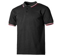 MFH Unisex Polotrøje røde og hvide striber med knaplukning T Shirt, Schwarz, XXL EU