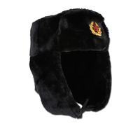 MFH Russische Fellmütze mit Abzeichen - Schwarz / M