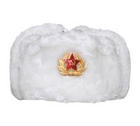 MFH Russische Fellmütze mit Abzeichen - Weiß / L