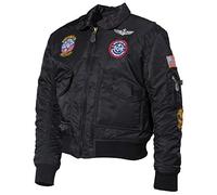 Max Fuchs Kinder-Pilotenjacke CWU mit Fliegerabzeichen Schwarz Größe XXL/176 Synthetik