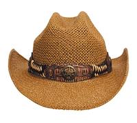 Max Fuchs Strohhut Georgia – Western-Style mit Hutband, Braun, OneSize