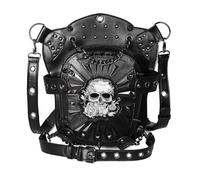 MFMYEE Steampunk Cross-Body, Totenkopf-Rose, Gothic-Hüfttasche, Bein-Armtasche, Leder, Cross-Body, Motorrad-Hüfttasche, Geldbörse, Schultergürteltaschen, Reisetasche, Wandern, Sport, Kettentaschen