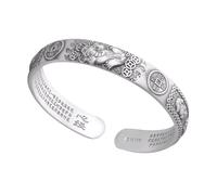 MFUPR 999 Silber Feng Shui Herz Sutra Pi Xiu Armband, tibetisch-buddhistisches Reichtumsamulett, verstellbare Manschette for Glück und Wohlstand, spiritueller Schmuck(B)