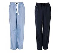 MG-1 2er Pack Pyjamahose Schlafanzughose, Homewear gewebt Herren schwarz blau weiß, Grösse:M - 5-50;Farbe:Mehrfarbig