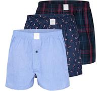 MG-1 3er Pack Herren Webboxer Baumwolle mit Weihnachtsmotiv & Knopfleiste | Weihnachtliche Motiv-Webboxer für Herren - saisonaler Hingucker für Advent, Weihnachten und als Geschenk.