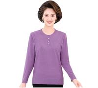 MGDIFYXAA Damen Strickpullover - Pullover Für Ältere Frauen Mittleren Alters, Mutter, Frühling, Herbst, Warmes Oberteil, Oma Trägt Winter-Pollovers, Langärmelige Unterhemden, Lila, XL