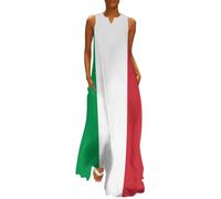 MGDIFYXAA Große Größe Sommerkleider Damen Flaggen-Print Strandkleid Maxikleid - Italien Flagge Lang Freizeitkleid ?rmellos leicht und luftig Leicht und Luftig Tank Top Kleid M