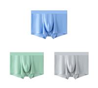 MGDIFYXAA Herren-Boxershorts Aus Eisseide, 3Er-Multipack, Atmungsaktive Unterwäsche Mit Elastischem Bund, Bequeme Anti-Scheuer-Radlershorts, Passform Für Herren, Unterhose, Stil A, 3XL