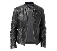 MGDIFYXAA Herren Lederjacke - Frühling Casual Motorrad Herren PU Jacke Biker Leder Mäntel Windjacke Leder Jacke Männer Leder Jacken Schlanke Kleidung schwarz L